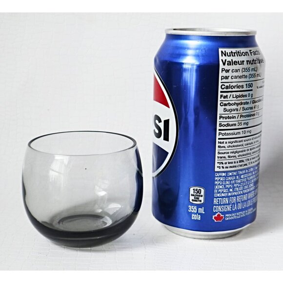 6 Vintage Libbey Selene Glasses Smokey Grey Glass Roly Poly Lowball Wine Tumbler - Picture 5 of 5